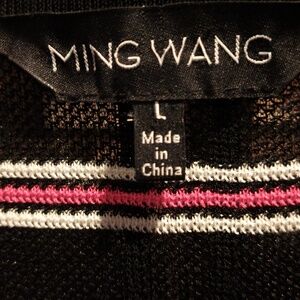 FINAL PRICE NWOT MING WANG Black Pink & White Striped Knit Jacket/Cardigan